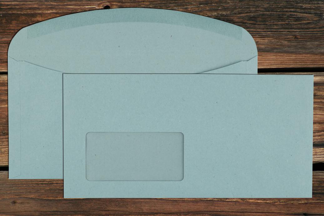 Kuvertierhüllen mit Fenster C6/5 114x229 mm Nassklebend Recycling Blau 80 g/qm